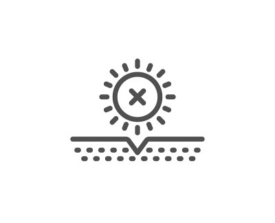 No sun protection line icon. Skin care sign. Cosme