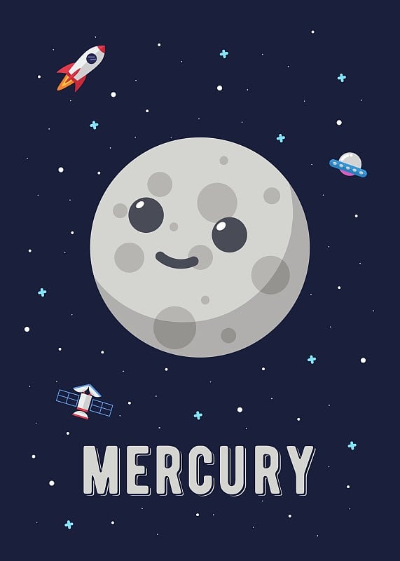 The Mercury Planet Cute Design, Illustration vecto