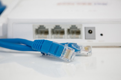 Internet网络蓝色网线，在输入端有连接器。