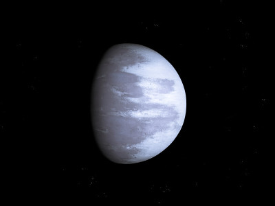 太空中的大型行星卫星。这颗行星的卫星以黑色为背景。