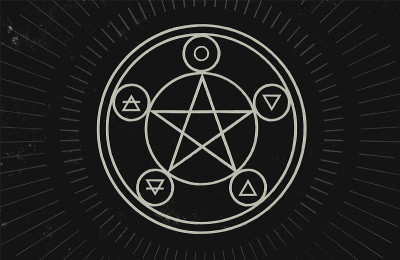 年度矢量轮设计。神秘巫术符号插图