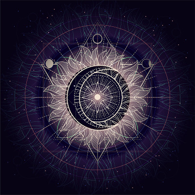 矢量插图的神圣的几何符号在抽象的背景。