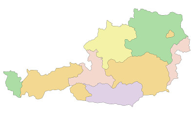 奥地利-高度详细的编辑政治地图。