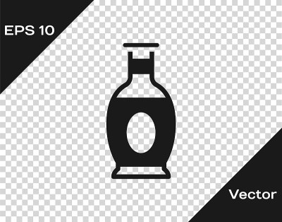 Black Indian vase icon isolated on transparent bac