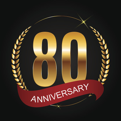 模板符号80周年矢量插图