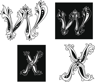 复古字母W和X