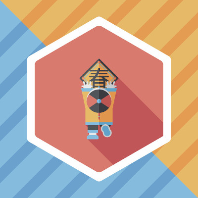 农历新年平图标与长影子，eps
