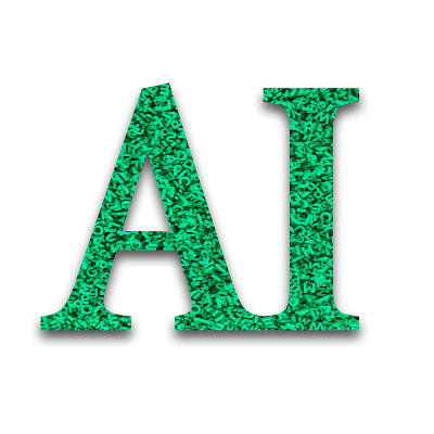 AI单词的巨大数量的字母数字纹理，3D插图。