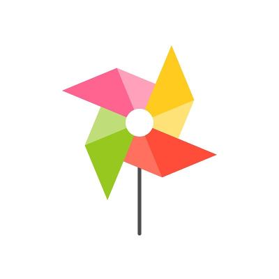 彩色风车玩具，平面设计图标