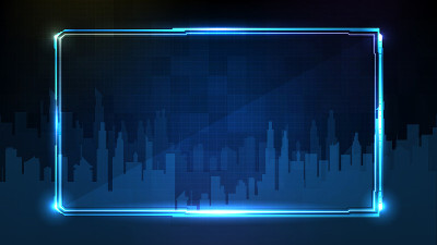 抽象未来的蓝色发光技术科幻框架hud UI背景