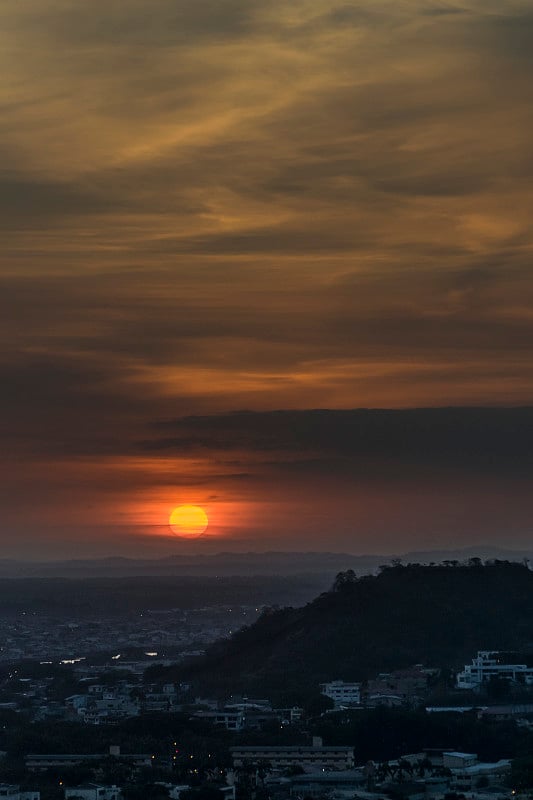 瓜亚基尔空中景观日落场景