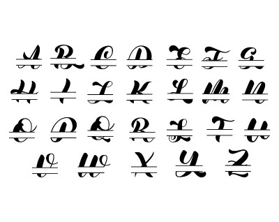 分裂框架字母字母表。矢量股票插图的旗帜