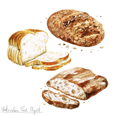 水彩食物剪贴画-烘焙。
