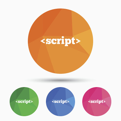 脚本标志图标。Javascript代码的象征。