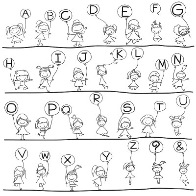 手绘卡通幸福字母表
