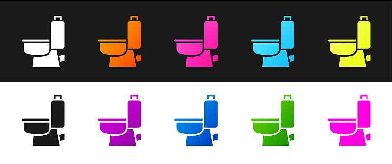 Set Toilet bowl icon isolated on black and white b