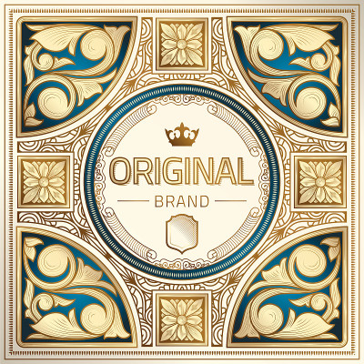 Golden ornate art deco vintage emblem