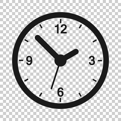 Clock sign icon in transparent style. Time managem
