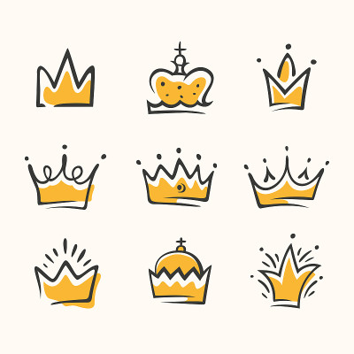 Graphic modernist element drawn by hand. royal cro