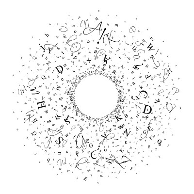 字母和数字的抽象背景。