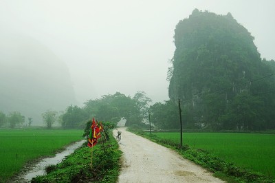 石灰岩岩溶和稻田;宁平，越南北部