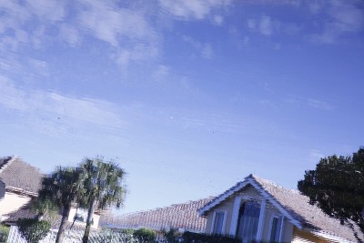 住宅区池塘中的倒影