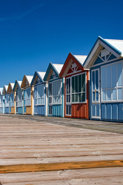 Cayeux-sur-mer。海滩cabins。Picardy。Sum。Hauts-de-Franc