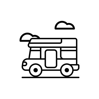 汽车家园轮廓图标风格插图。