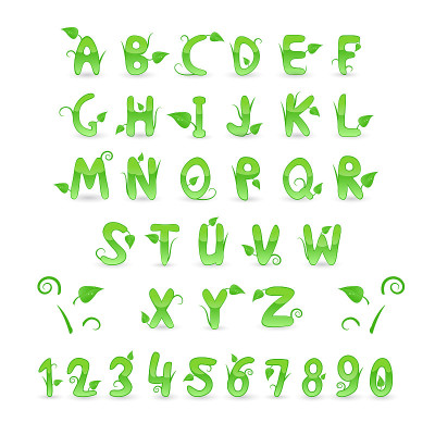 绿色花字母和数字