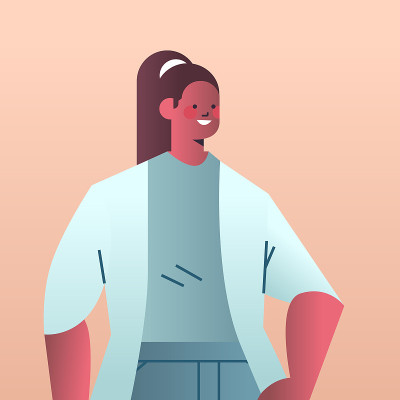 迷人的商业女性办公室职员在休闲服装女性卡通人物肖像
