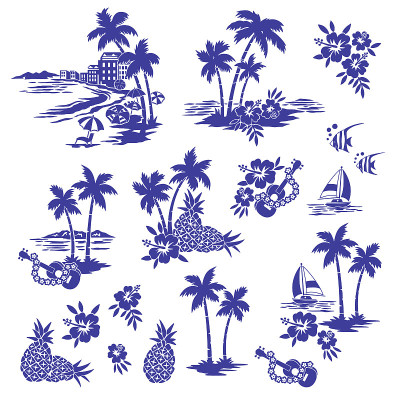 我做了一张夏威夷海岸风景的插图，