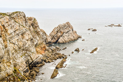 岩石和海洋，照片作为背景，在playa del silencio，安静的海滩，阿斯图里亚斯princ