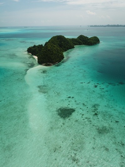 Pristine blue ocean, rock islands in Palau