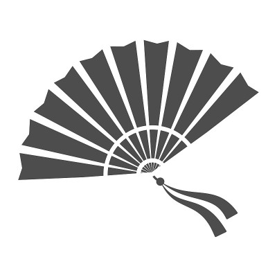 中国扇固体图标，中国中秋节概念，传统扇与丝带标志在白色的背景，打开扇从中国图标在字形风格的网页设计。