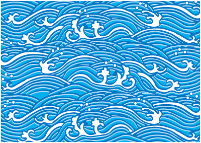 日式波浪水背景
