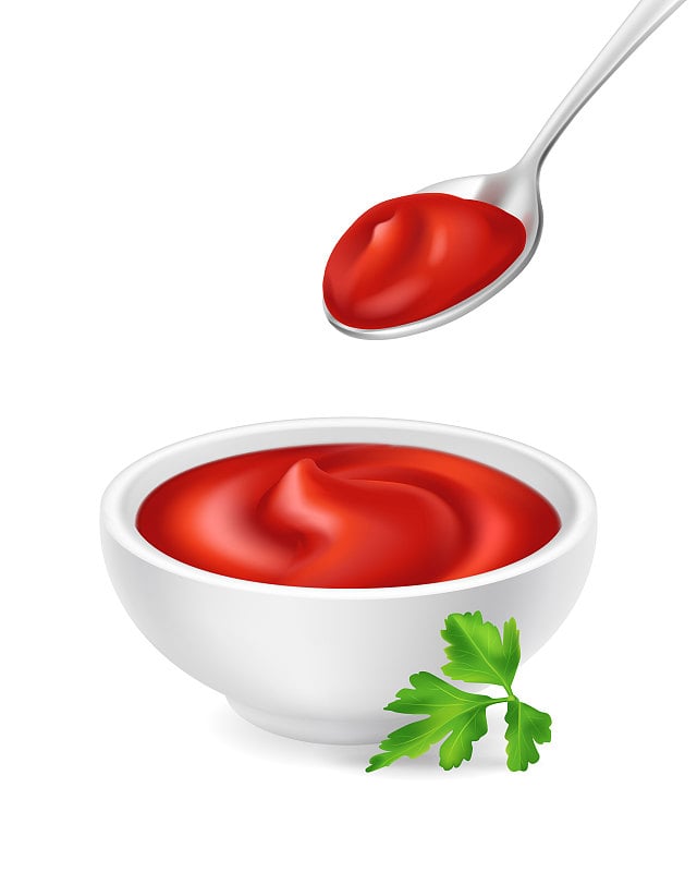 Ketchup in bowl and spoon