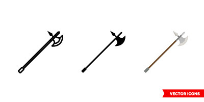 戟的图标有三种颜色，黑白，轮廓。孤立向量符号符号