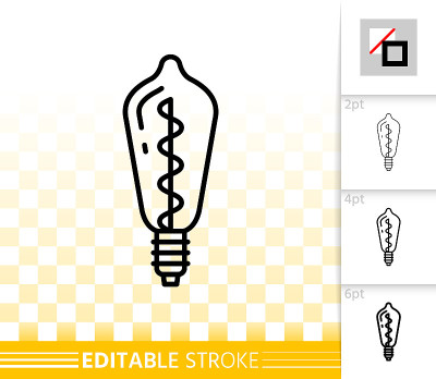 Light bulb glass lamp simple thin line vector icon