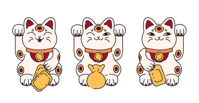 猫木neko平面卡通插图集。日本民俗符号收藏。