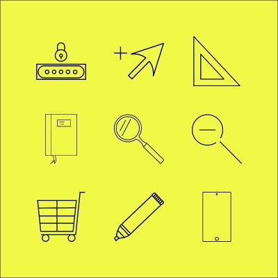 Web线性图标集。简单的轮廓图标