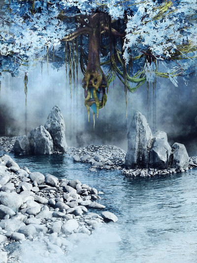 漂浮在湖面上的梦幻树