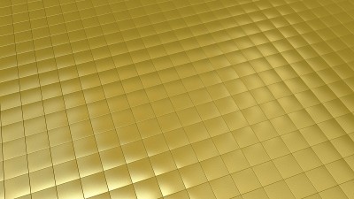 背景图像与金色瓷砖透视视图- 3D渲染