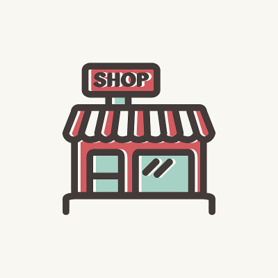 商业商店细线图标