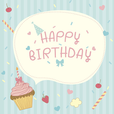 纸杯蛋糕生日卡片蓝色