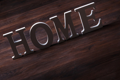 白色字母与单词HOME