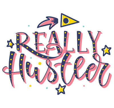 PrintMulticolored lettering, really hustler. Vecto