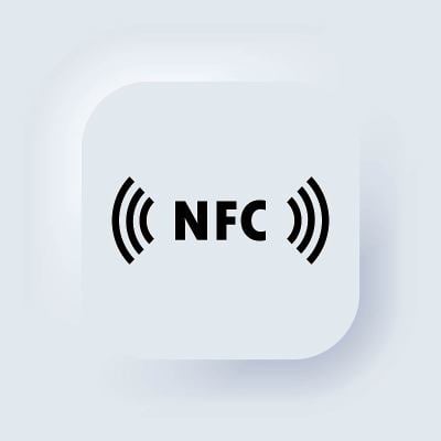 无现金支付图标。NFC图标。非接触式支付图标。无线支付。信用卡。Neumorphic UI UX白色
