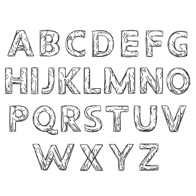 手绘字母表。线的字母