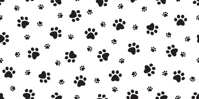狗爪无缝图案足迹向量猫宠物围巾孤立的卡通重复壁纸瓷砖背景插图设计