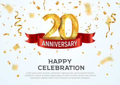 20 years anniversary vector banner template. Twent